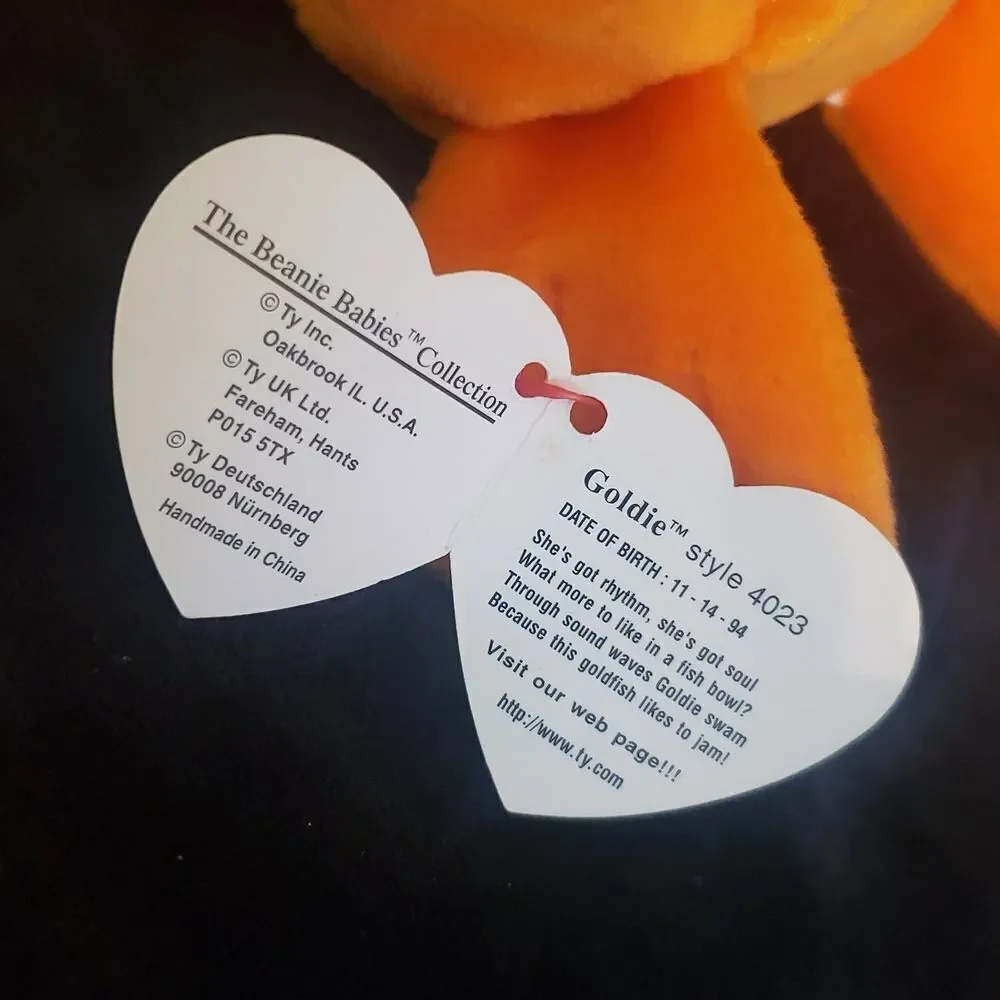 Vintage 1993 Ty Beanie Baby GOLDIE the Goldfish and Teeny Beanie GOLDIE